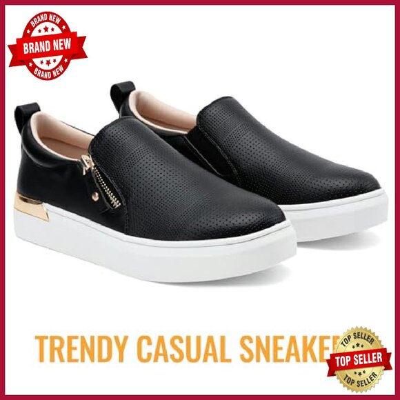 Women's Slip-On Sneakers with Arch Support & Side Zipper - Picture 5 of 8